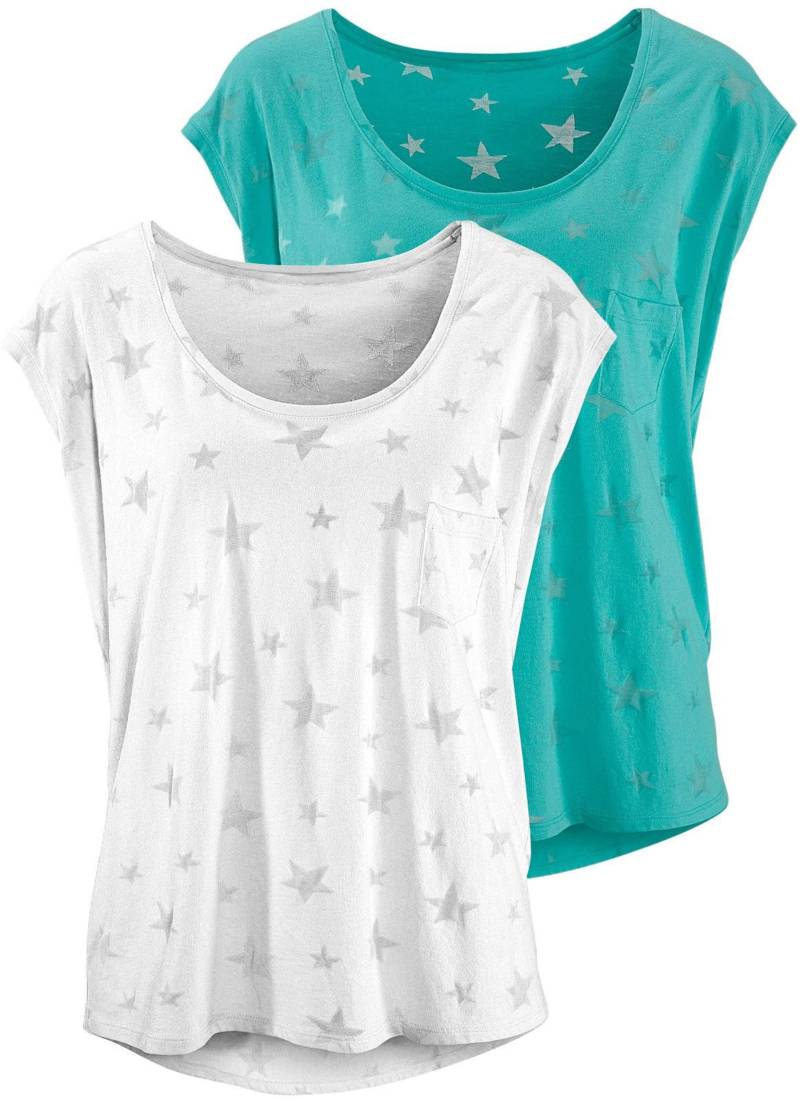 T-Shirt in mint, weiss von Beachtime