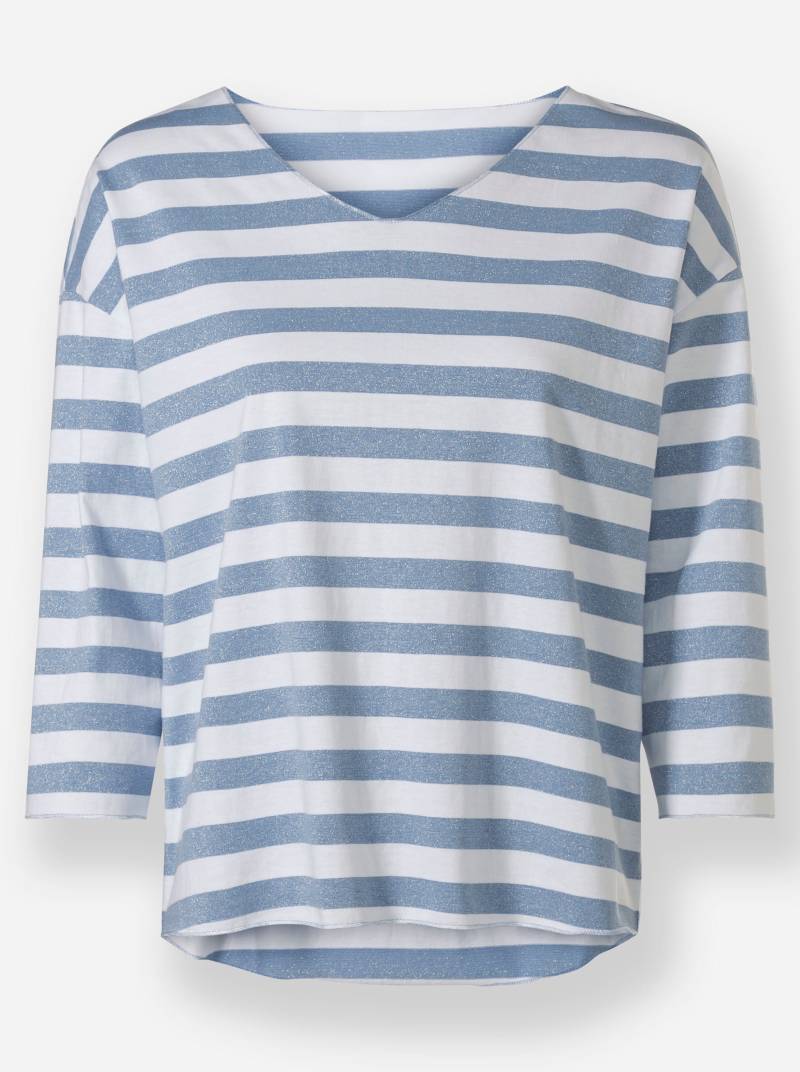 T-Shirt in bleu-weiss-gestreift von heine