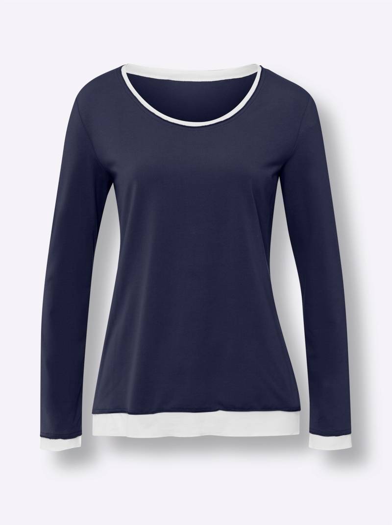 T-Shirt in marine-ecru von heine