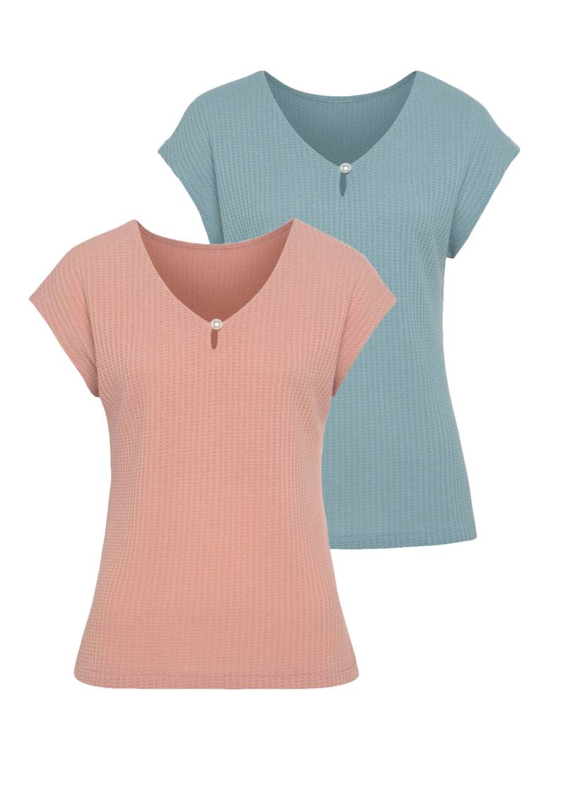 T-Shirt in rose, mint von LASCANA