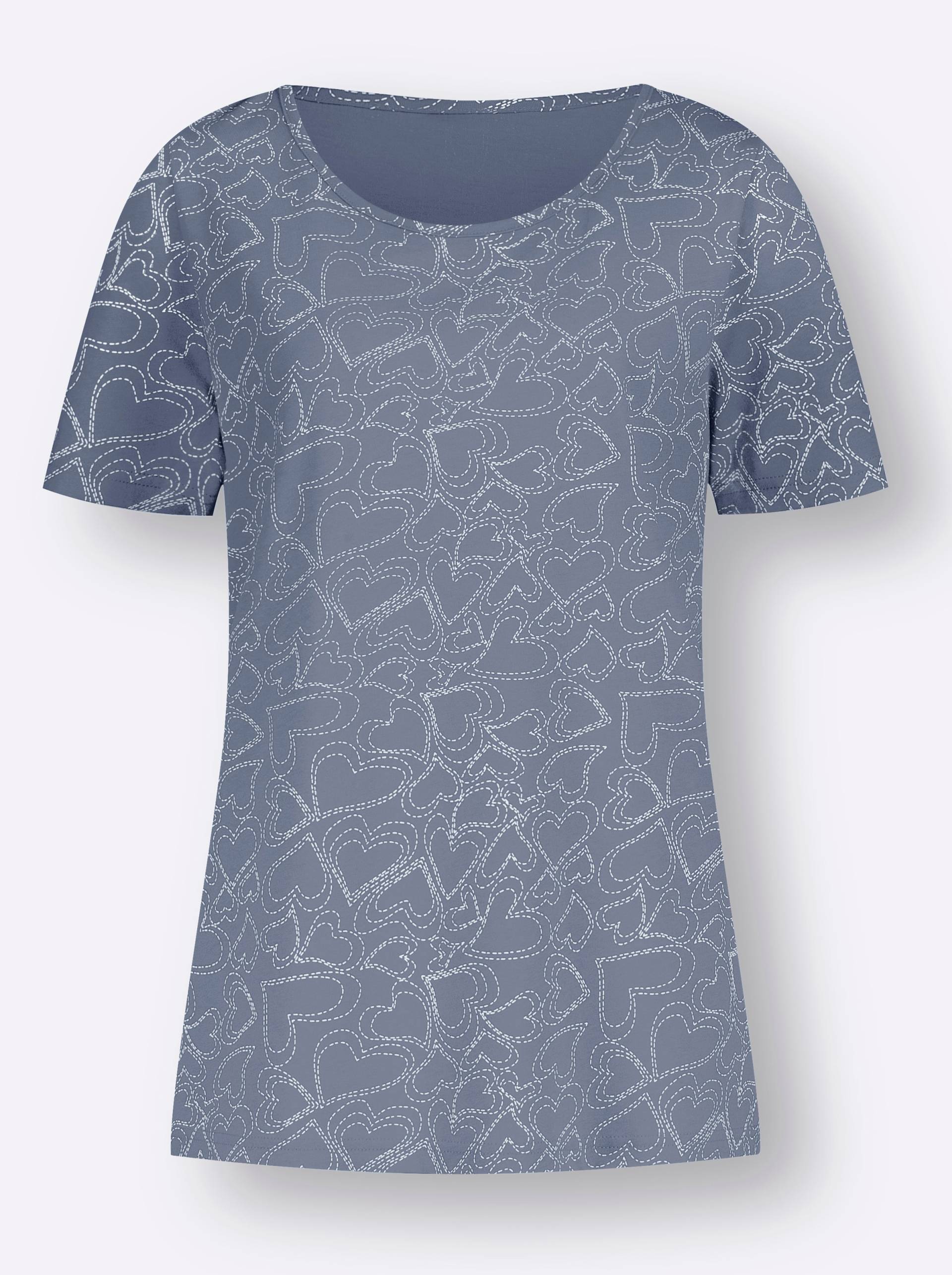 T-Shirt in taubenblau-bedruckt von heine