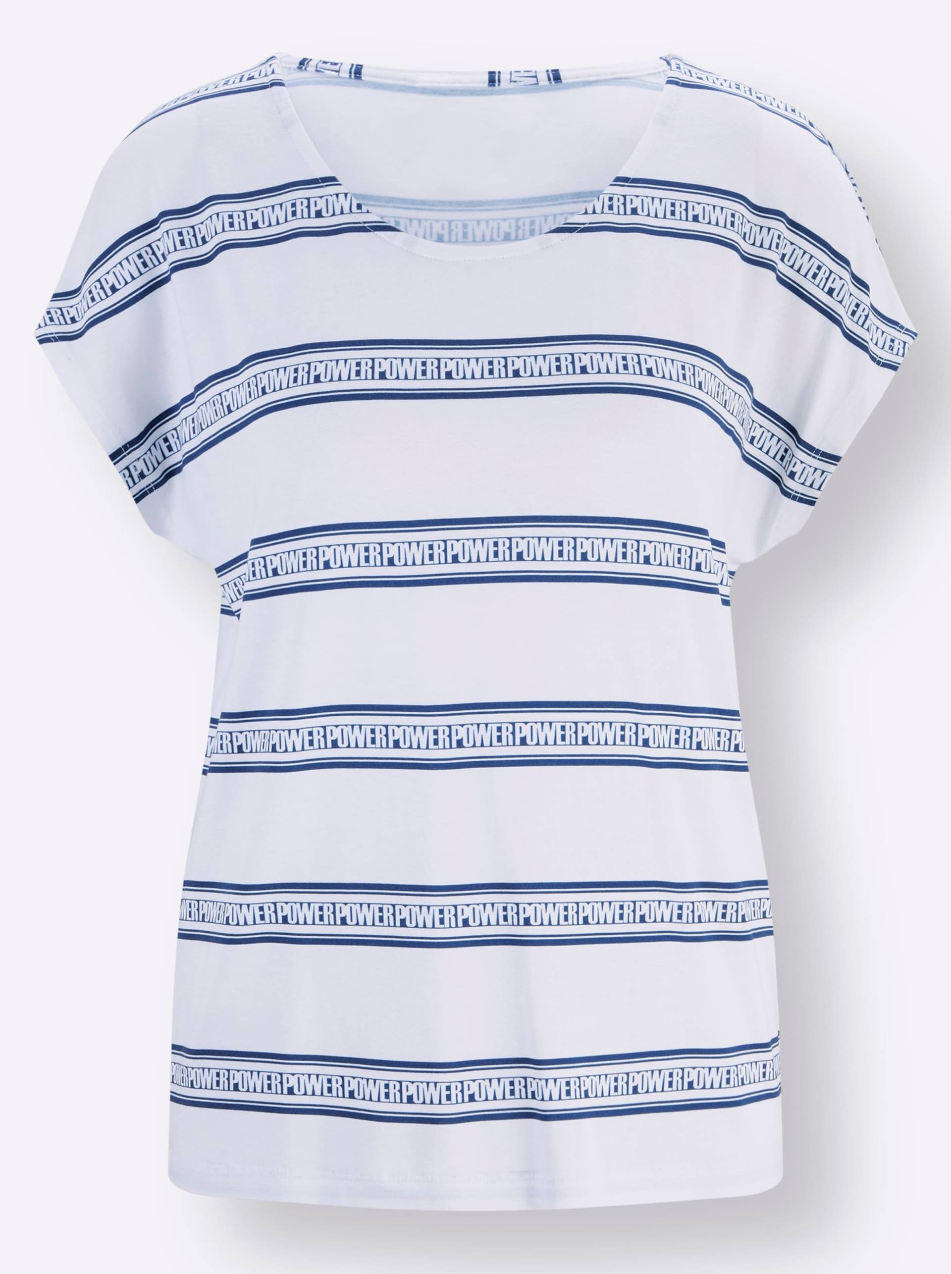 T-Shirt in weiss-royalblau-bedruckt von heine