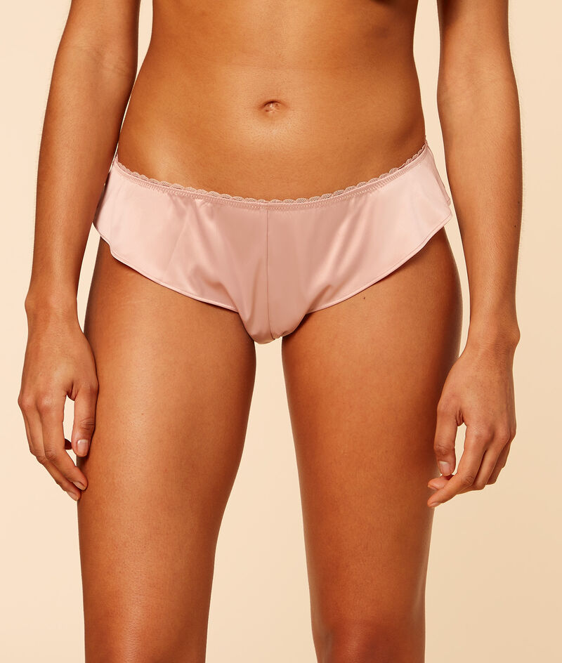 Brazilian-tanga mit seidig schimmernden volants Brazilian-tanga mit seidig schimmernden volants