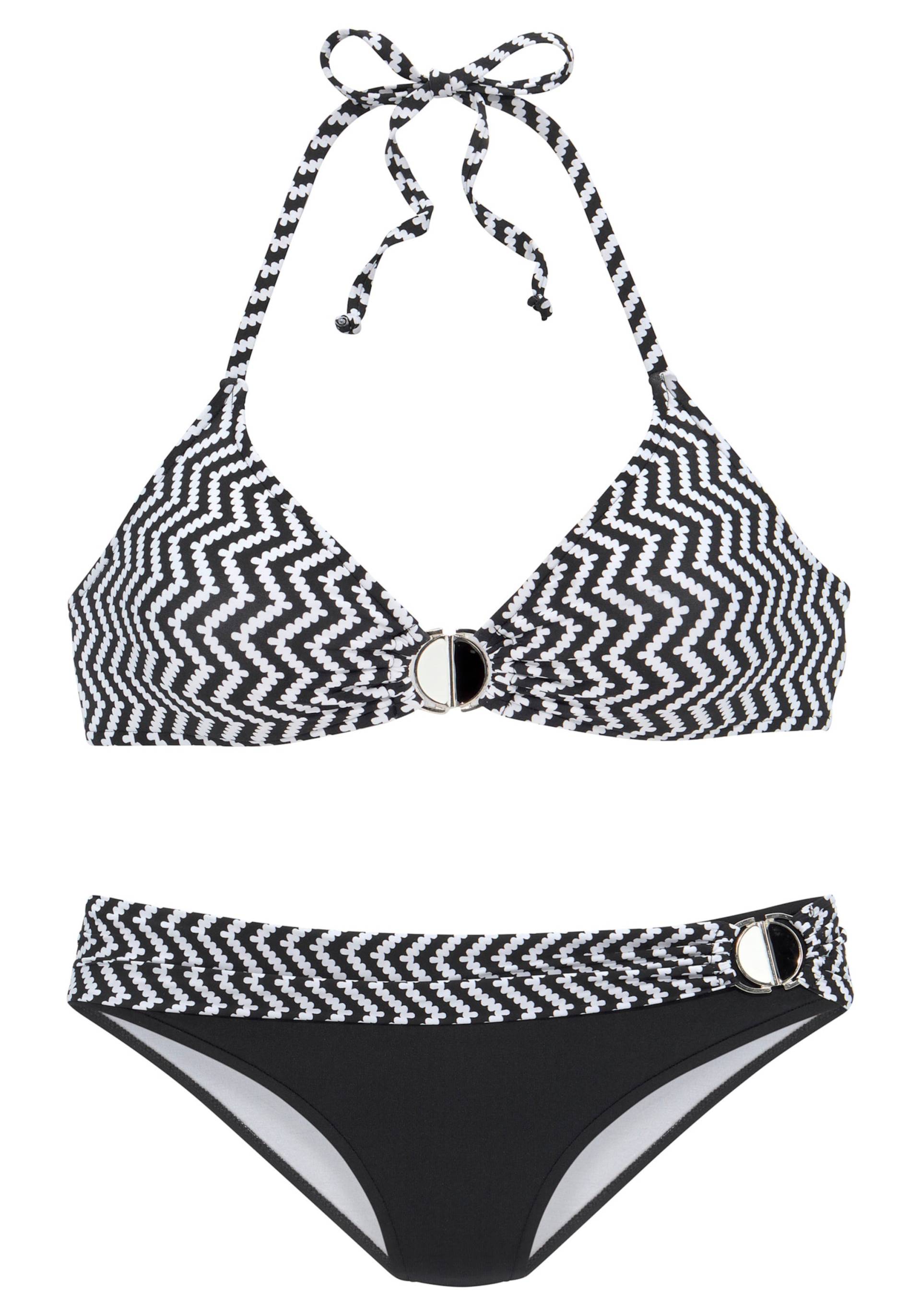 Triangel-Bikini in schwarz-weiss von JETTE