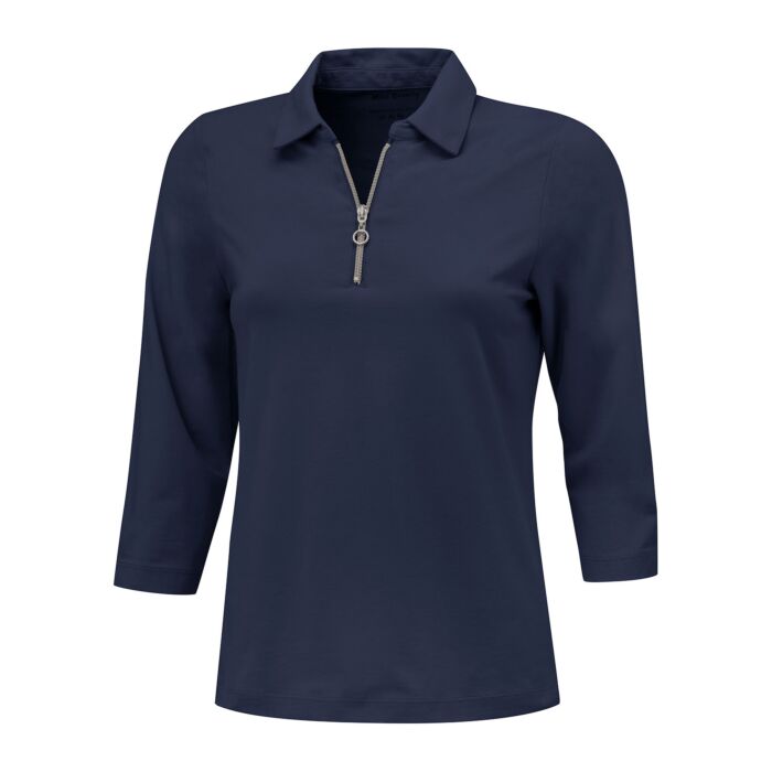 Uni Poloshirt mit Reissverschluss und 3/4 Ärmeln Uni Poloshirt mit Reissverschluss und 3/4 Ärmeln von Miss Beverly