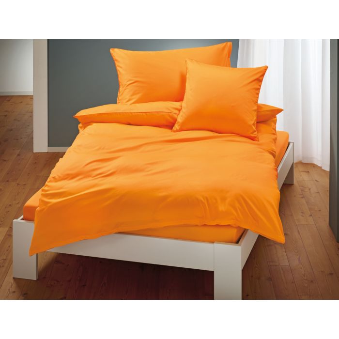 Uni Satin Bettwäsche mit Biese, orange, 65x100 cm von Living Home