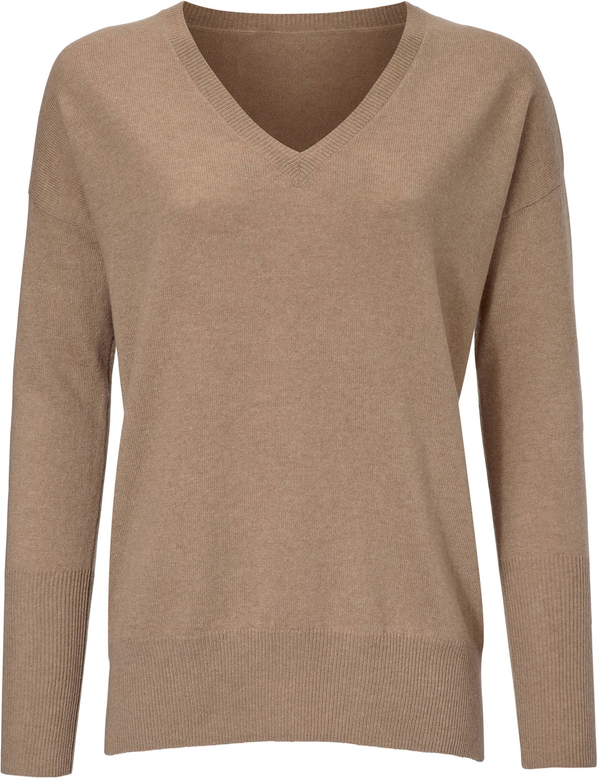 V-Pullover in camel von heine