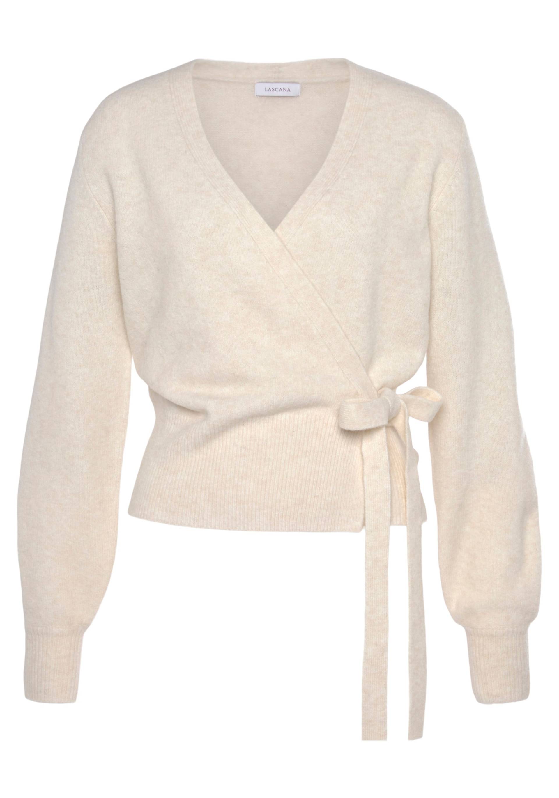 Wickelstrickjacke in creme von LASCANA