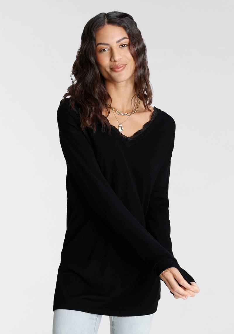 Laura Scott Strickpullover, mit Spitzen am Ausschnitt von laura scott