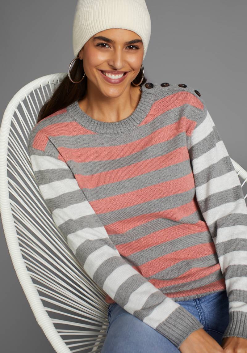 Laura Scott Streifenpullover, mit Knopfreihe an der Schulter von laura scott
