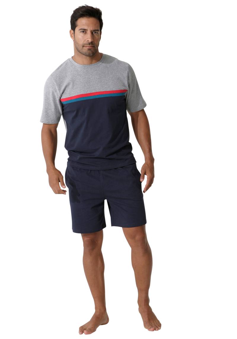 le jogger® Pyjama, (2 tlg., 1 Stück), Schlafanzug mit Colorblock von le jogger®