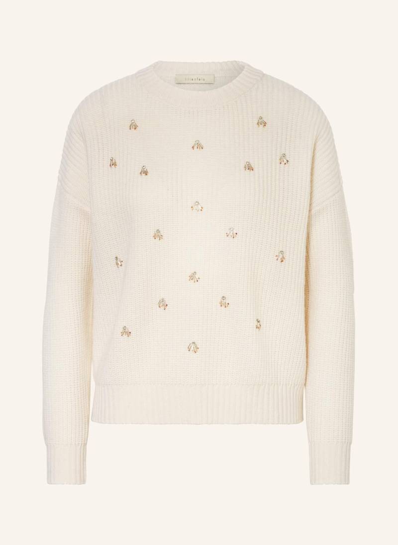 Lilienfels Pullover Mit Cashmere Und Schmucksteinen weiss von lilienfels