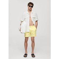 Gestreifte Seersucker-Badeshorts mit Kordelzug von mango man