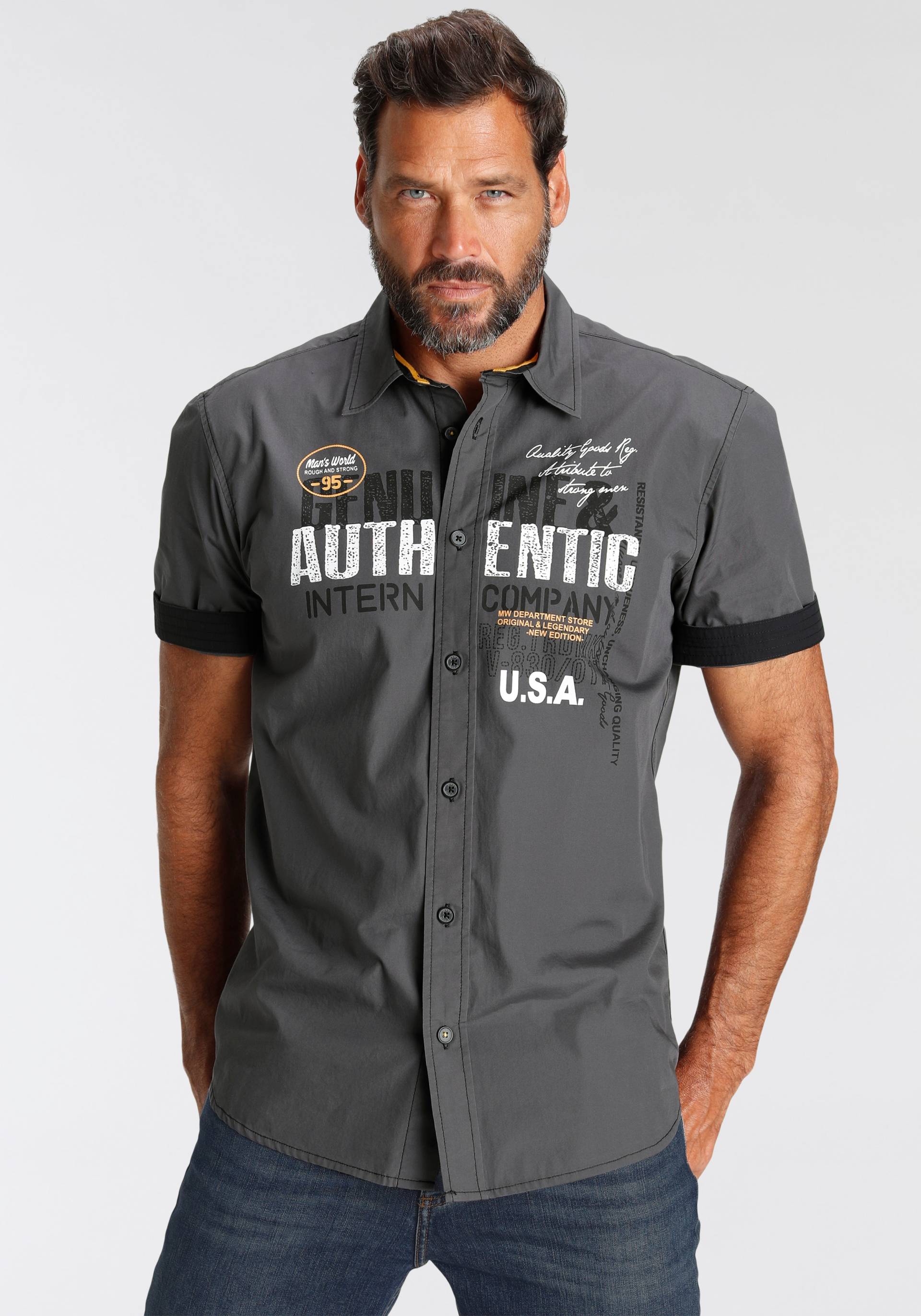 Man's World Kurzarmhemd, mit Brustprint Man's World Kurzarmhemd, mit Brustprint von mans world