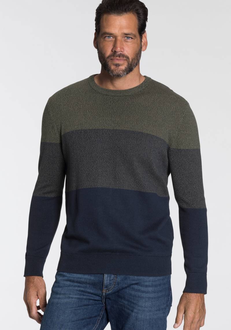 Man's World Rundhalspullover »Bis Grösse 5 XL«, mit Blockstreifen von mans world