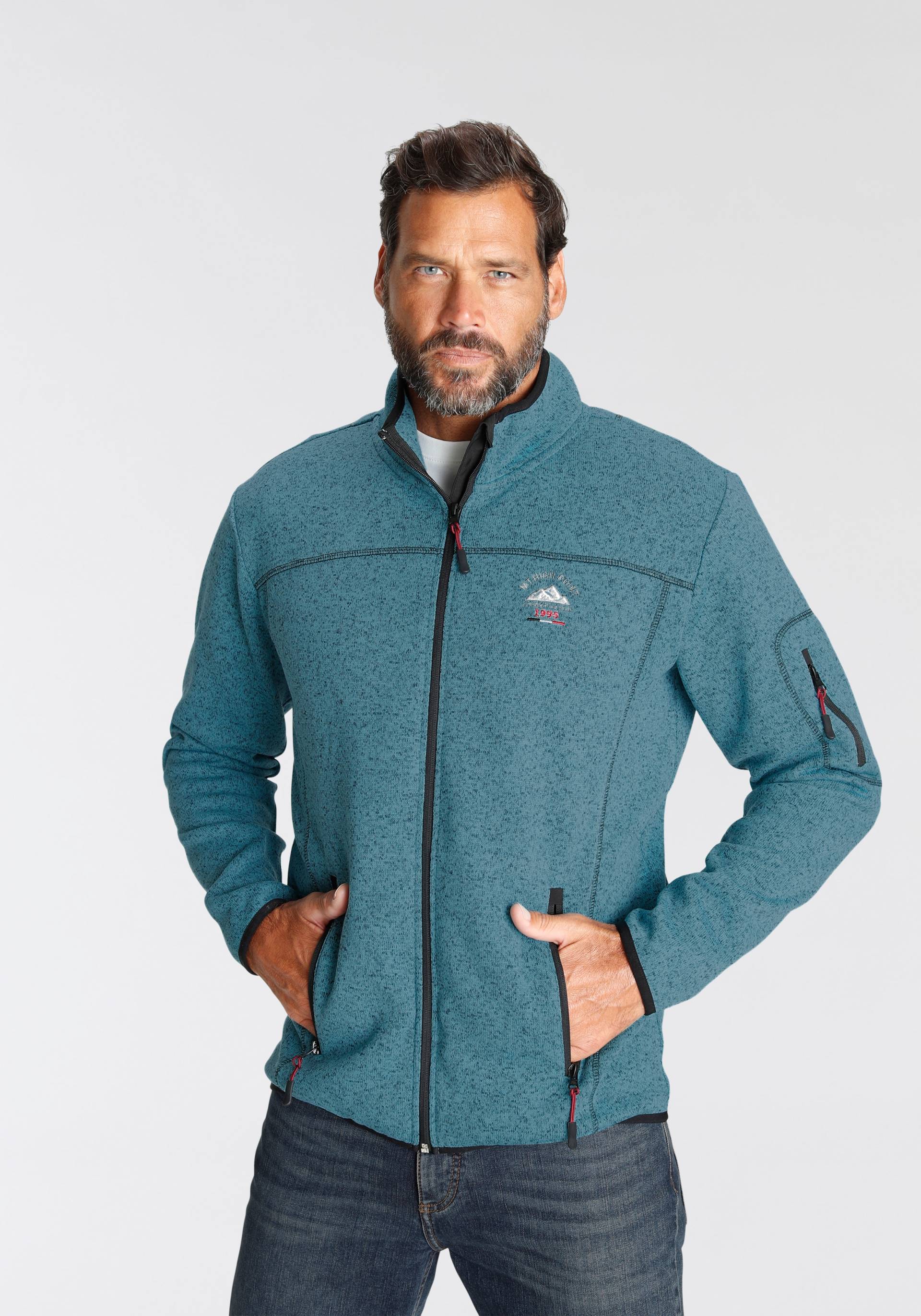 Man's World Strickfleecejacke, mit modischen Ziernähten von mans world