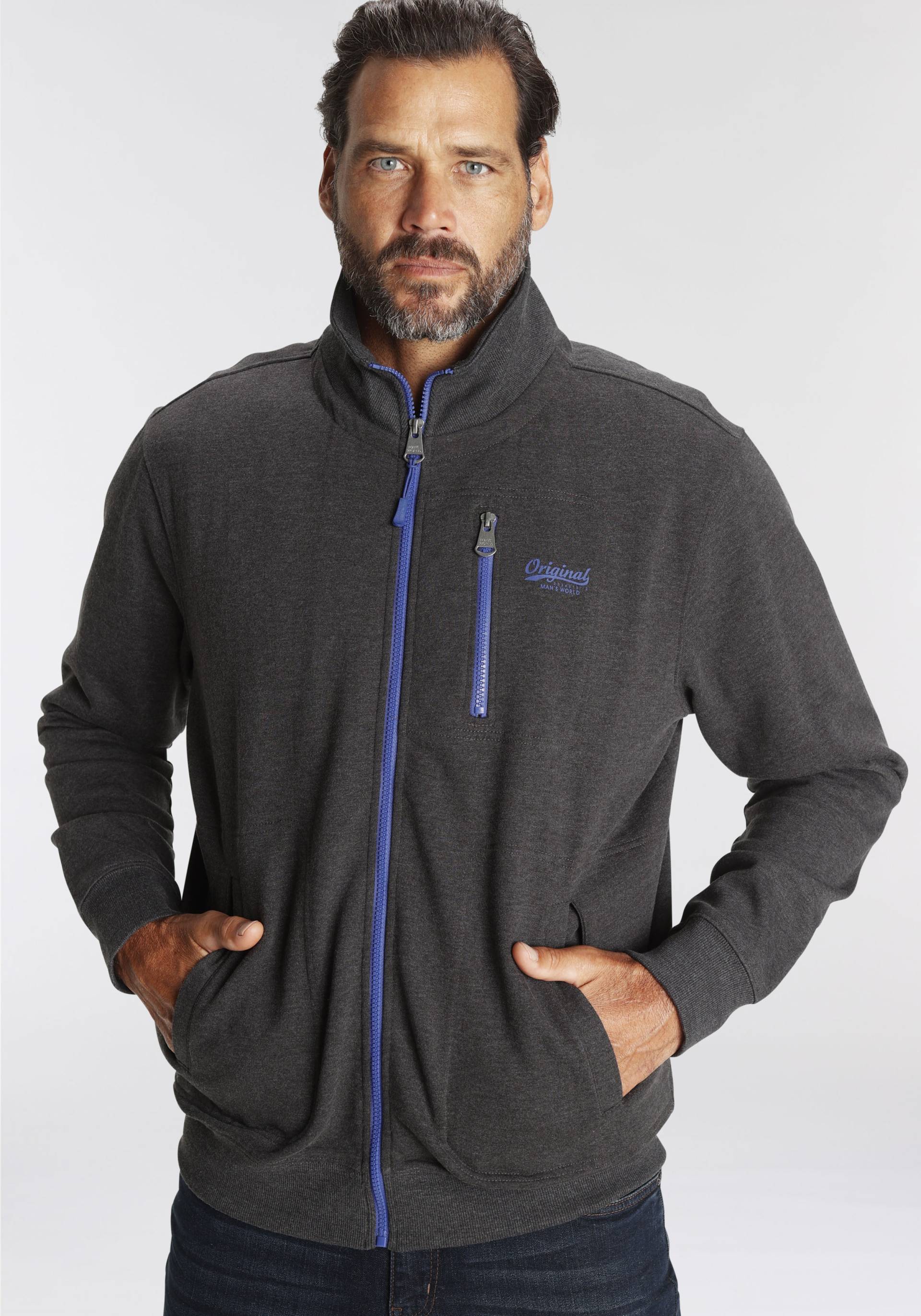 Man's World Sweatjacke, mit kontrastfarbigem Reissverschluss von mans world