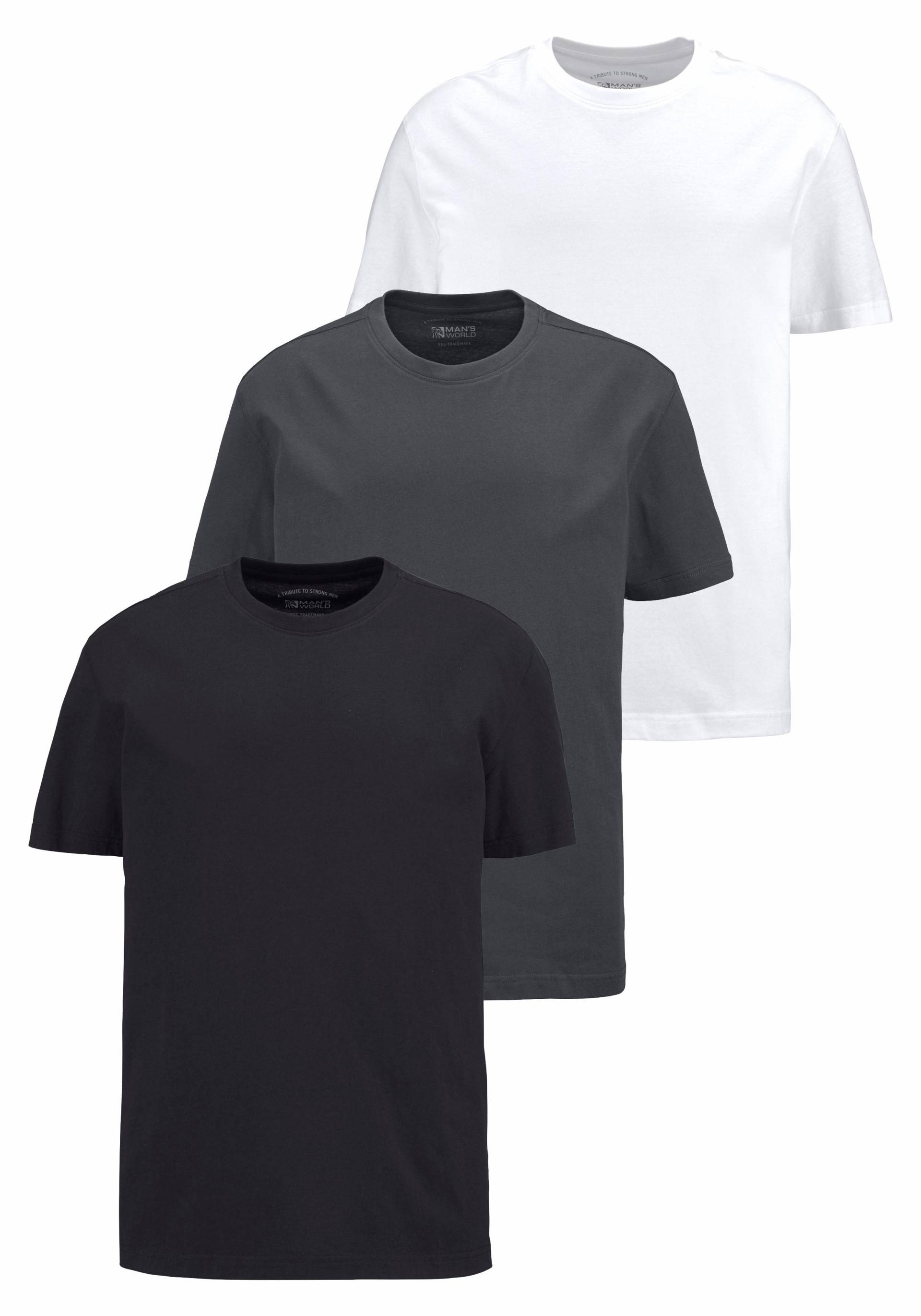 Man's World T-Shirt, (Packung, 3 tlg., 3er-Pack), Basic Farben von mans world