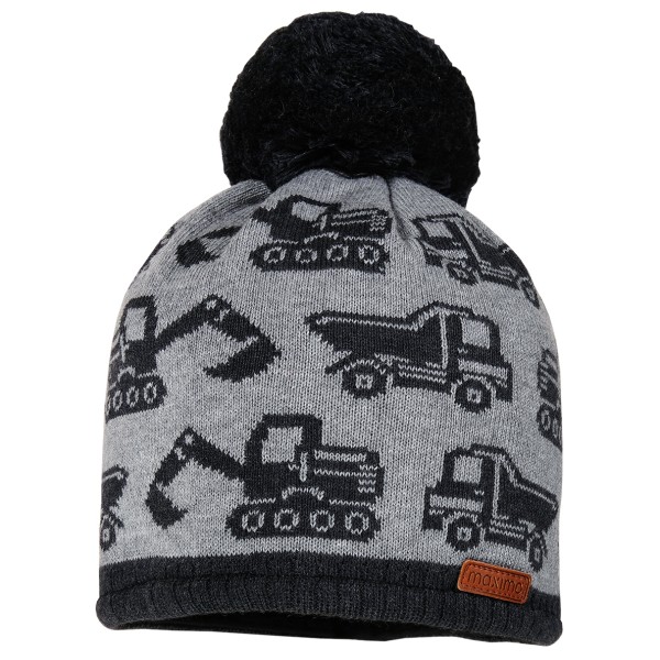maximo - Mini Boy-Mütze Randlos mit Pompon - Mütze Gr 49 grau/schwarz von maximo
