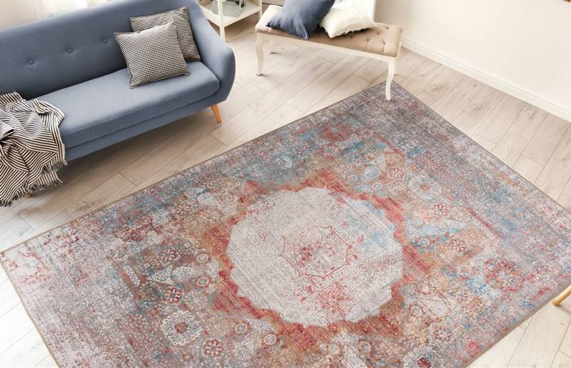 me gusta Teppich »Faye 125«, rechteckig, 6 mm Höhe, Flachgewebe, gedrucktes Motiv, Wohnzimmer, Esszimmer von me gusta