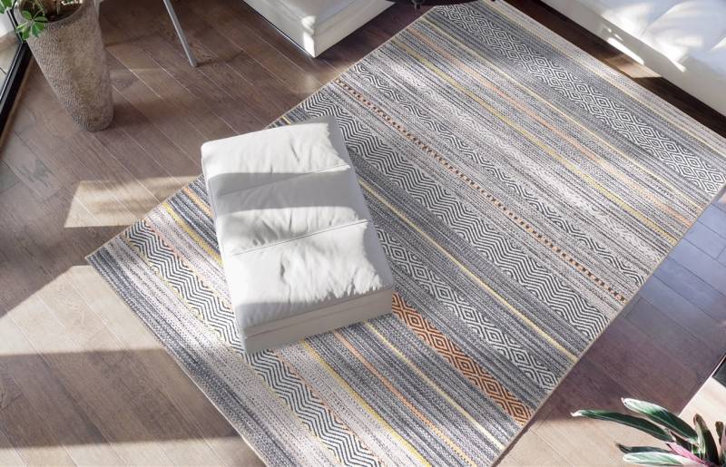 me gusta Teppich »Faye 1125«, rechteckig, 6 mm Höhe, Flachgewebe, gedrucktes Motiv, Wohnzimmer, Esszimmer von me gusta