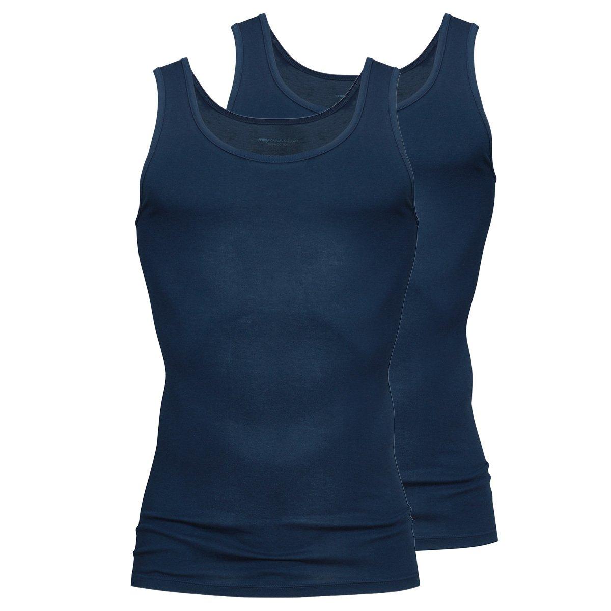 2er Pack Casual Cotton - Unterhemd Tanktop Herren Blau M von mey