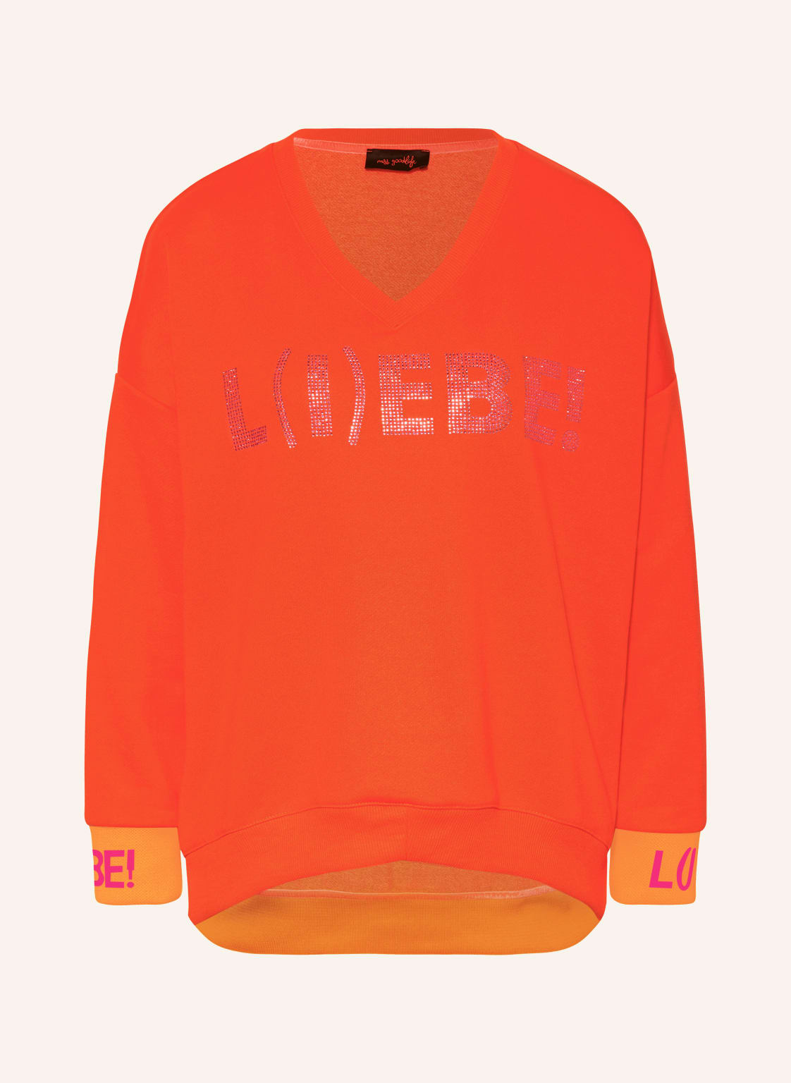 Miss Goodlife Sweatshirt Mit Schmucksteinen orange von miss goodlife