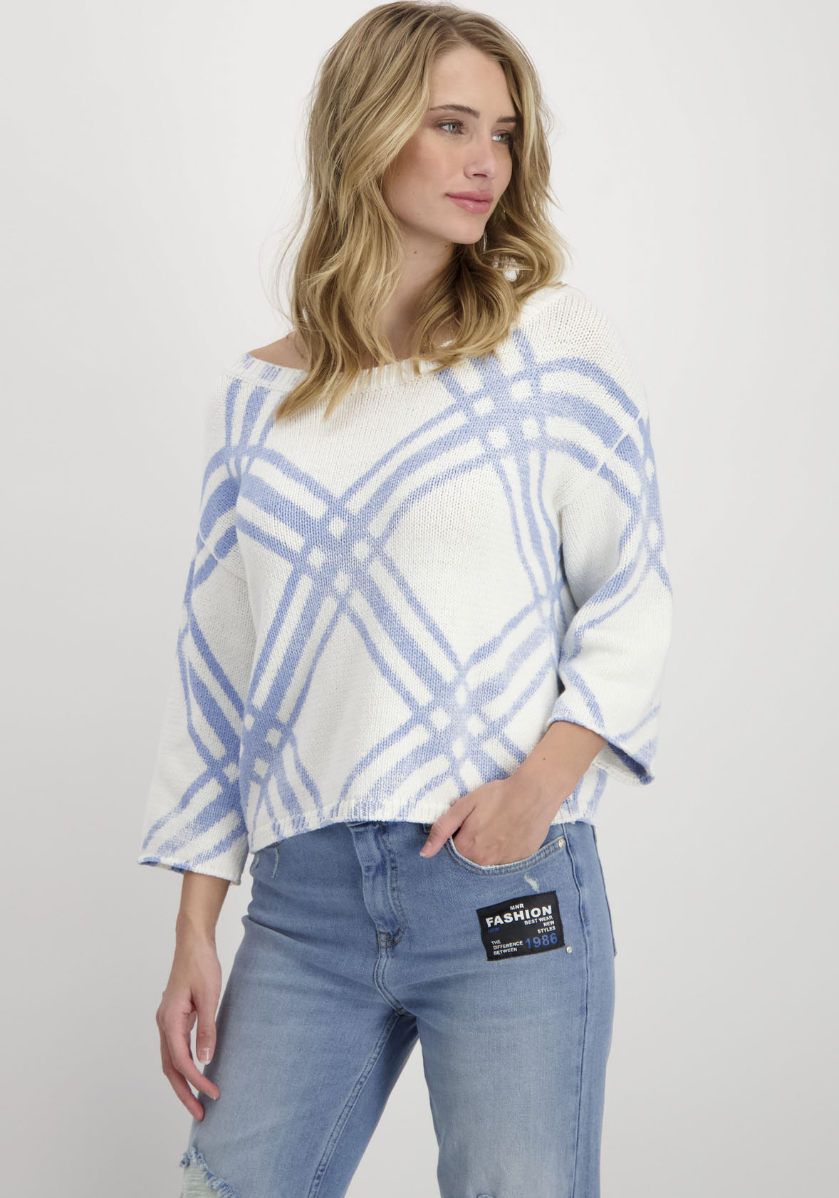 Monari 3/4 Arm-Pullover, im Karomuster von monari