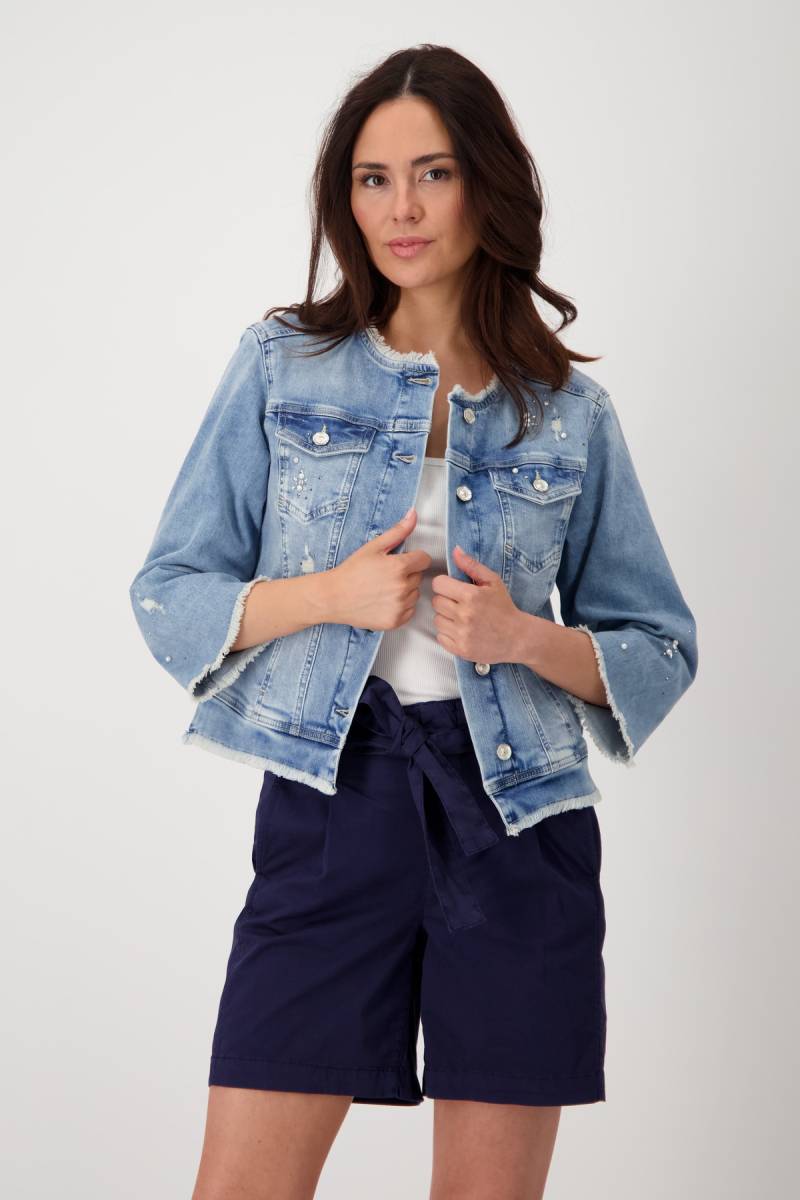 Monari Jeansblazer »Jacke Jeans Strass«, Mit Rundhalsausschnitt von monari
