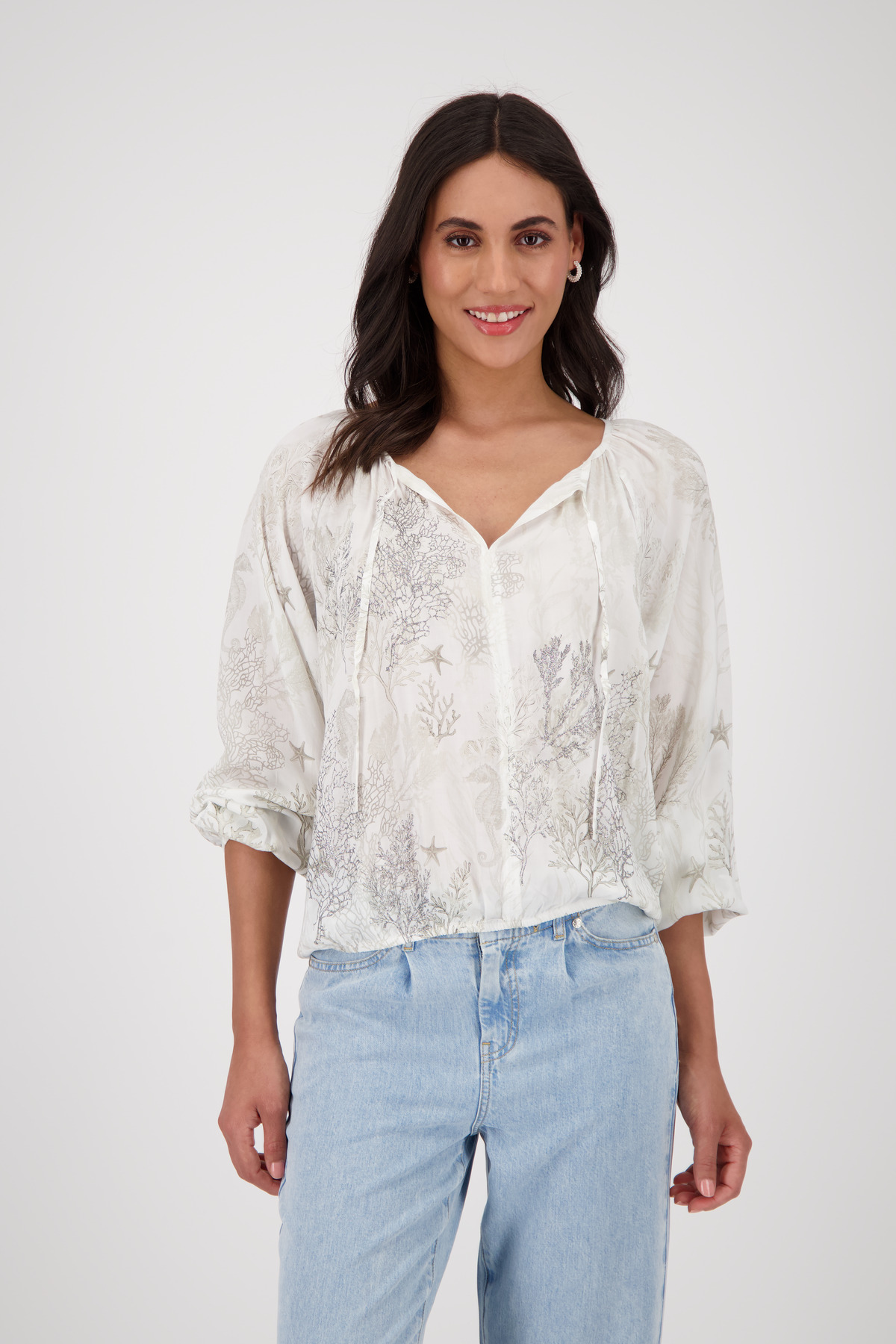 Monari Langarmbluse »Bluse Korallenriff allover«, Mit Rundhalsausschnitt Monari Langarmbluse »Bluse Korallenriff allover«, Mit Rundhalsausschnitt von monari