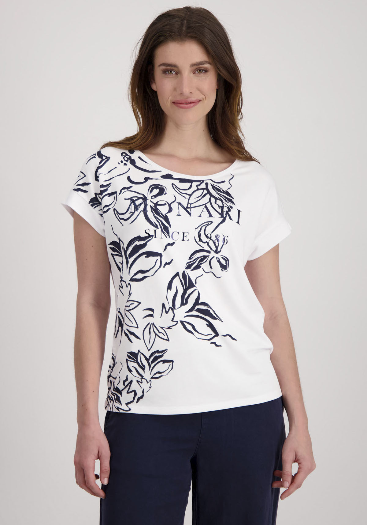 Monari Rundhalsshirt, mit Blumenprint von monari