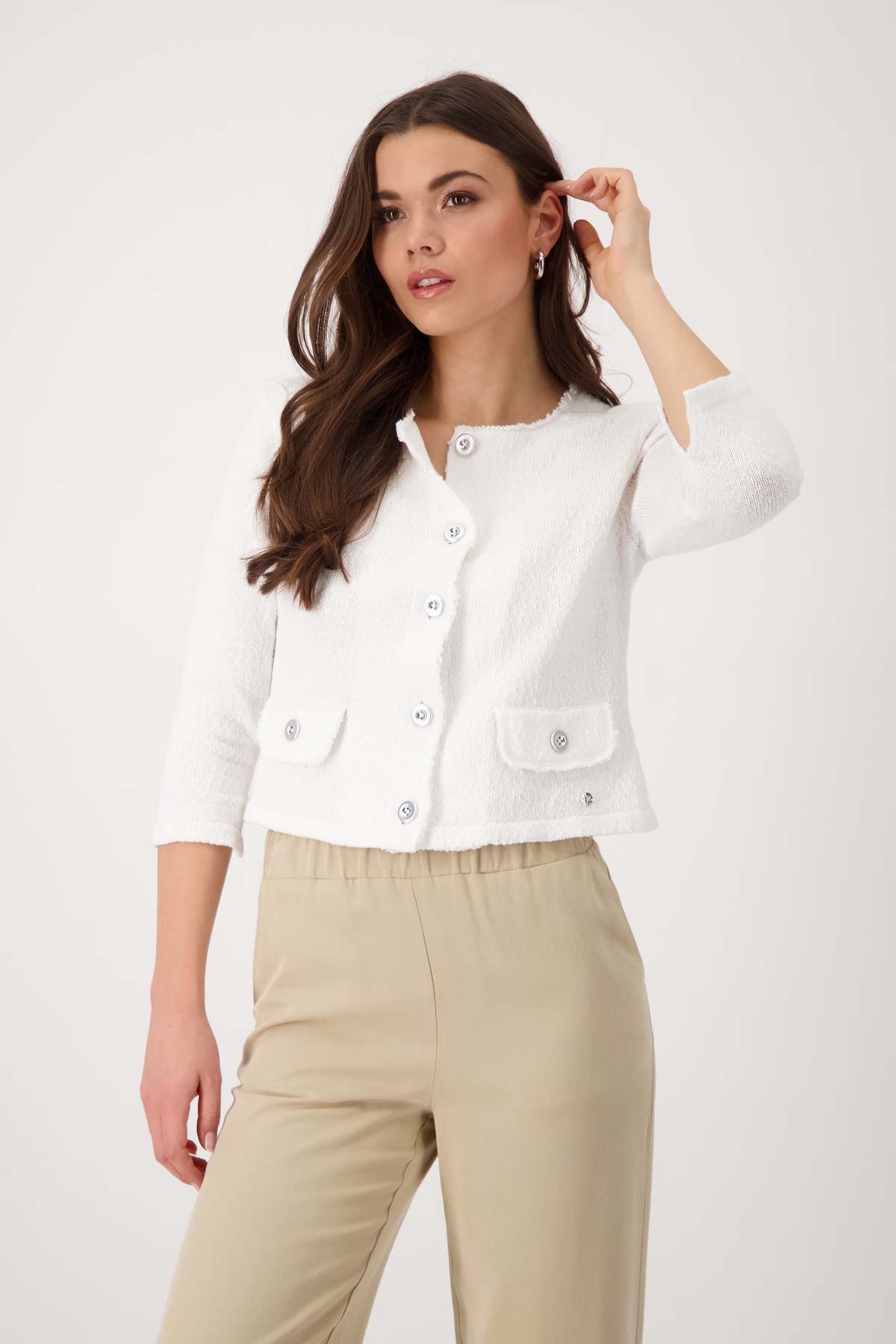 Monari Strickjacke »Jacke Basic Strick Flamme«, Mit Rundhalsausschnitt von monari