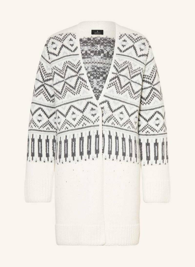 Monari Strickjacke Mit Schmucksteinen weiss von monari