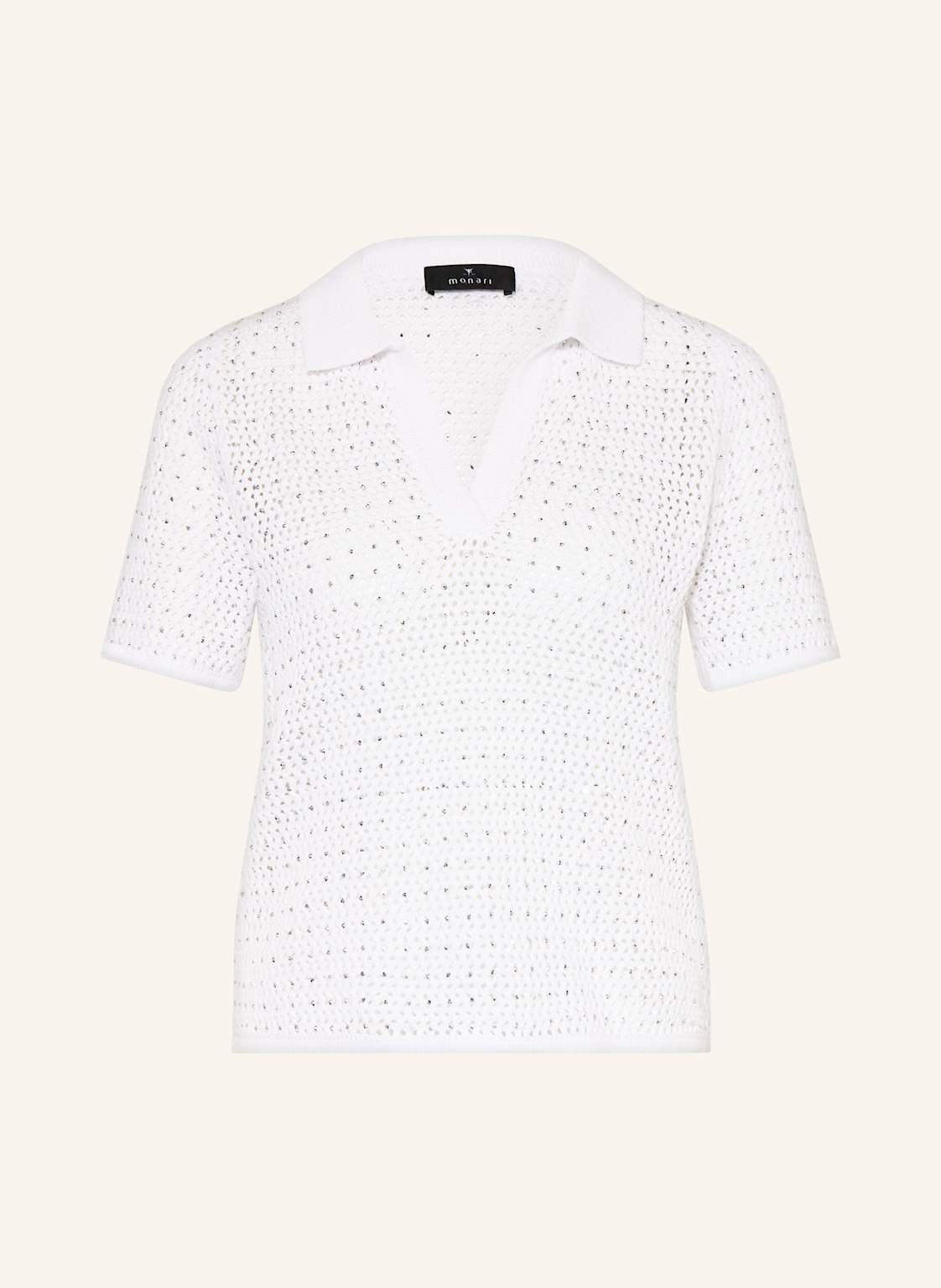Monari Strickshirt Mit Schmucksteinen weiss Monari Strickshirt Mit Schmucksteinen weiss von monari