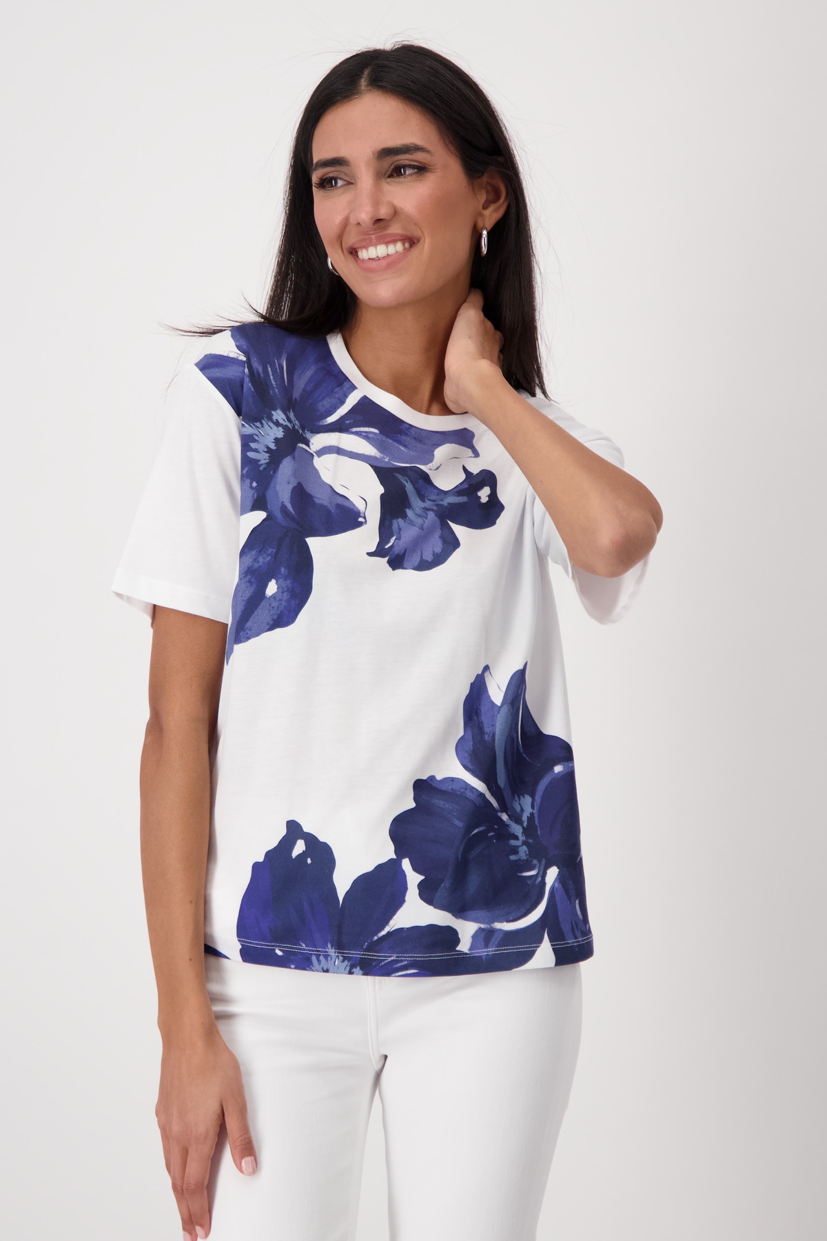 Monari T-Shirt »Shirt Blumen plaziert«, Mit Rundhalsausschnitt Monari T-Shirt »Shirt Blumen plaziert«, Mit Rundhalsausschnitt von monari