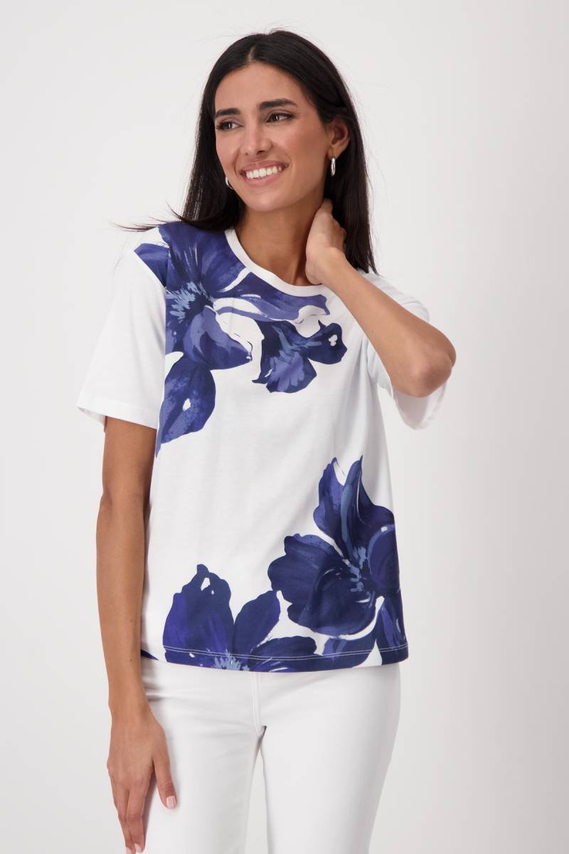 Monari T-Shirt »Shirt Blumen plaziert«, Mit Rundhalsausschnitt von monari