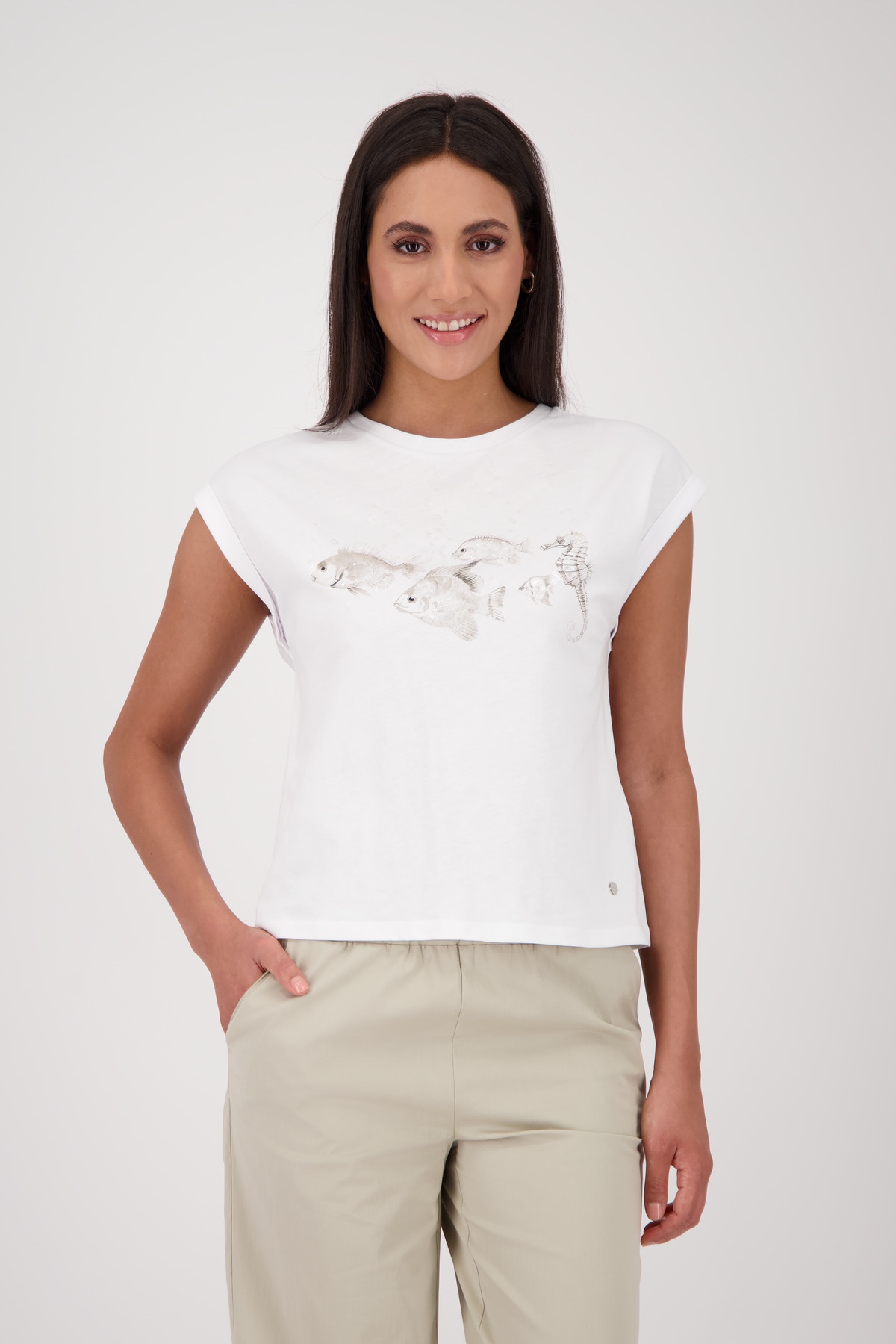 Monari T-Shirt »Shirt Fische + Pailetten«, Mit Rundhalsausschnitt von monari