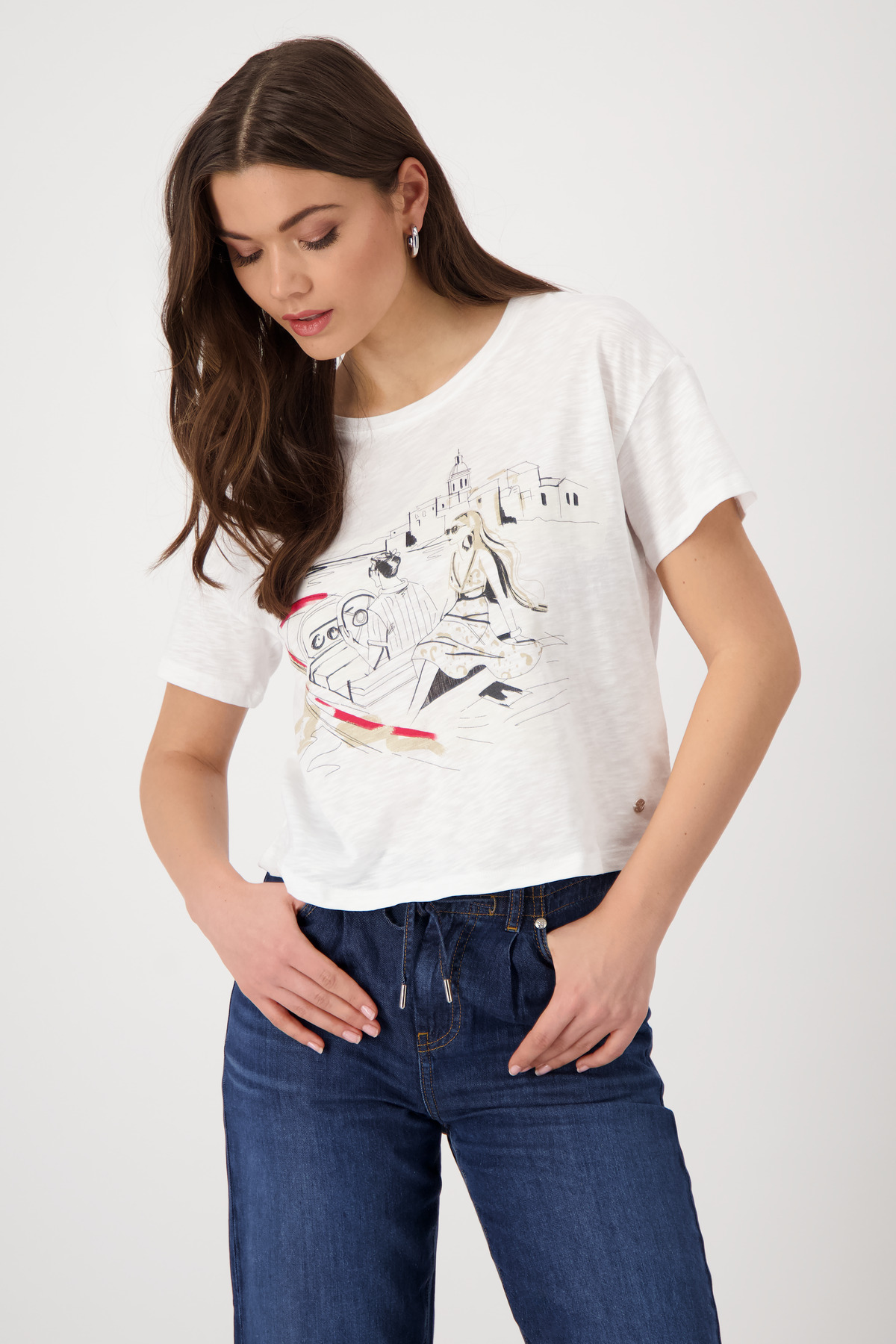 Monari T-Shirt »Shirt Frau + Boot Flamme«, Mit Rundhalsausschnitt von monari