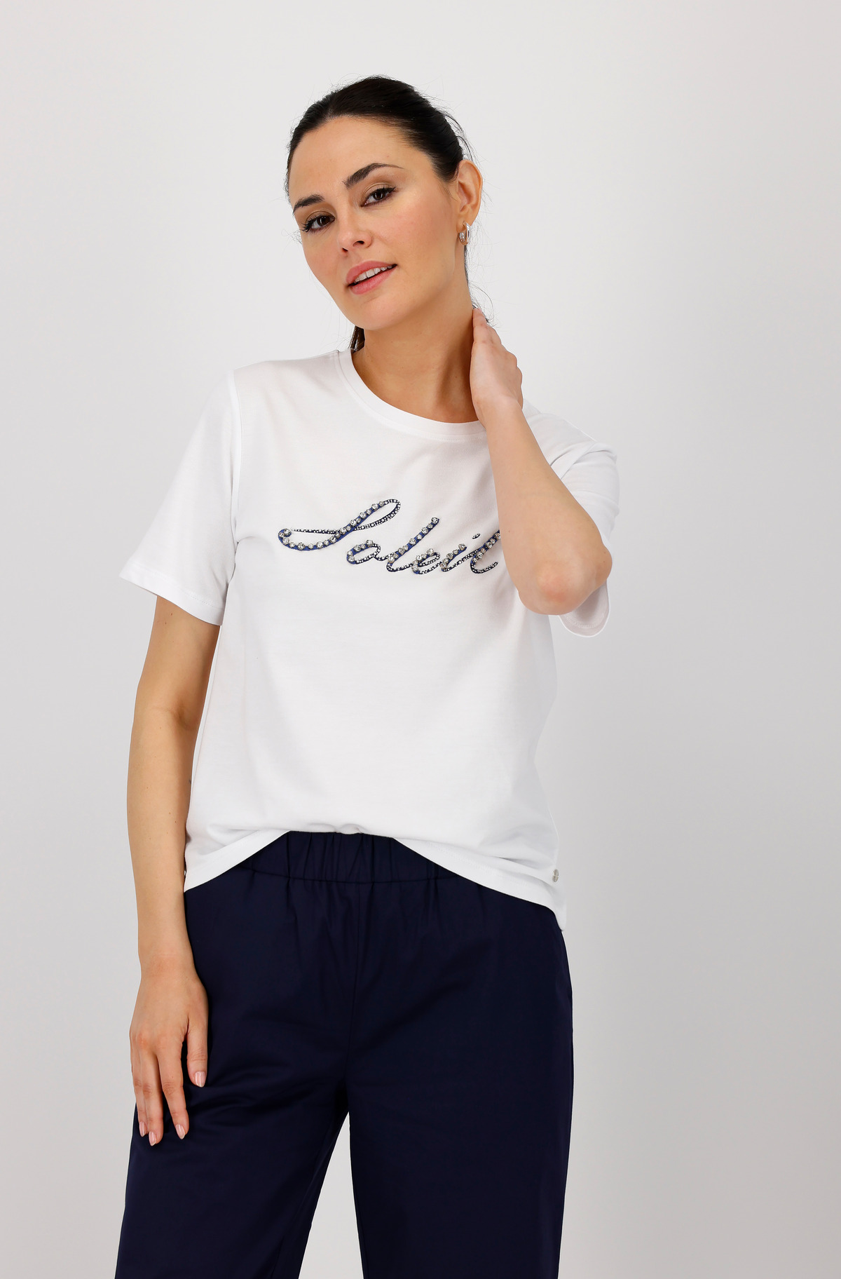 Monari T-Shirt »Shirt Schmuckschrift«, Mit Rundhalsausschnitt von monari