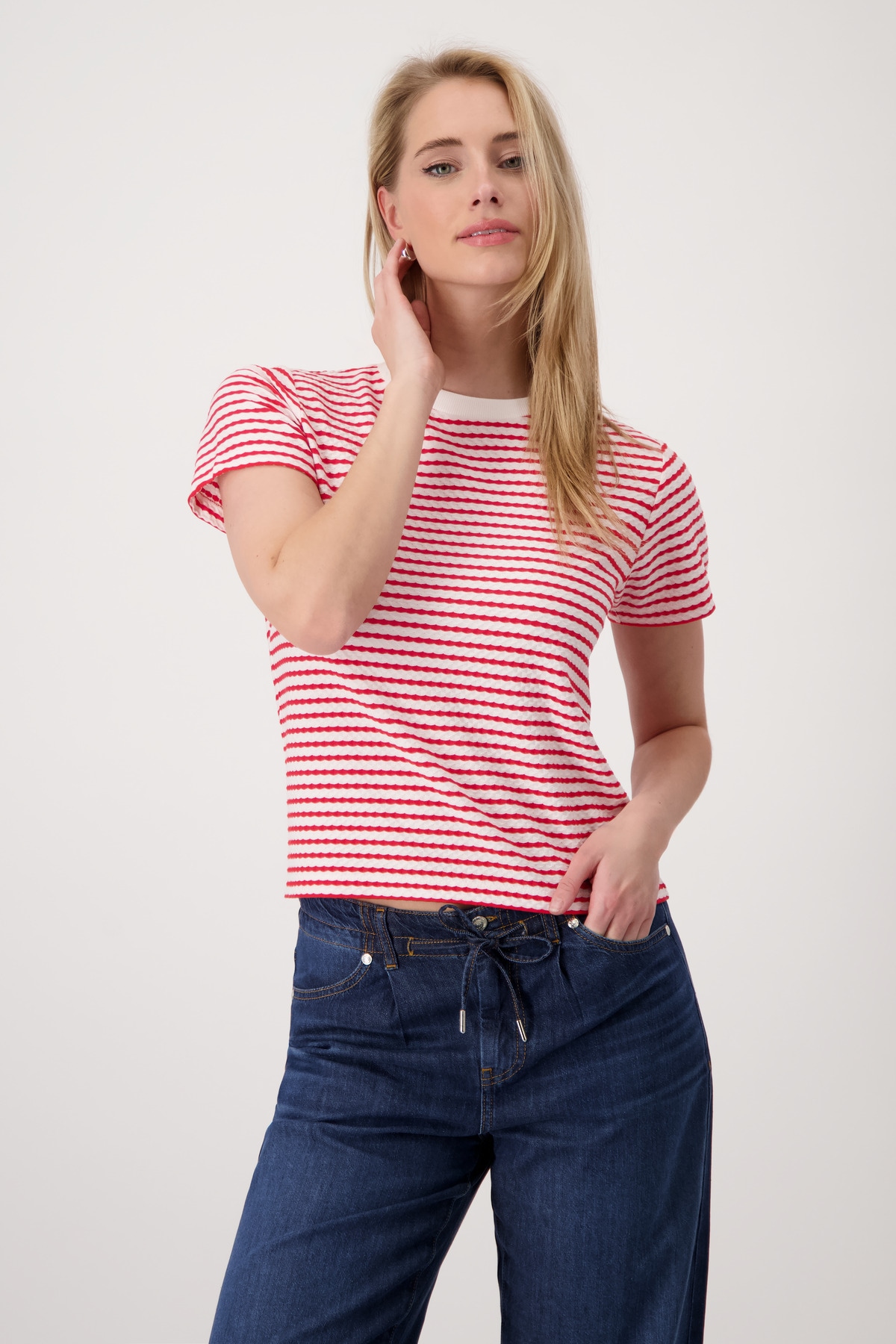 Monari T-Shirt »Shirt Struktur«, Mit Rundhalsausschnitt von monari