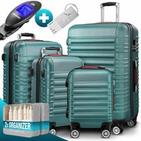 Hartschalenkoffer Set 4tlg mit Zubehör Rollen 360º Grün ABS von monzana®