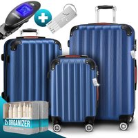 Hartschalenkoffer Set 3tlg mit Zubehör Rollen 360º Blau ABS von monzana®