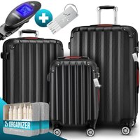 Hartschalenkoffer Set 3-tlg mit Zubehör Rollen 360º Schwarz ABS von monzana®
