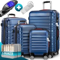 Hartschalenkoffer Set 4tlg mit Zubehör Rollen 360º Blau ABS von monzana®