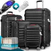 Hartschalenkoffer Set 4-tlg mit Zubehör Rollen 360º Schwarz ABS von monzana®