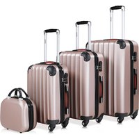 Hartschalenkoffer Set 4tlg mit Zubehör Rollen 360º Rosé ABS von monzana®