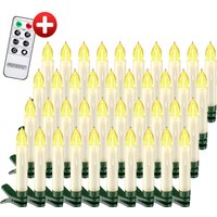 LED Weihnachtsbaumkerzen 40er-Set Warmweiß mit Fernbedienung von monzana®