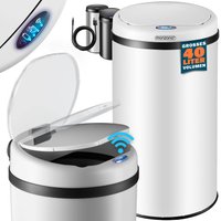 Sensor Mülleimer Weiß Edelstahl 40L von monzana®