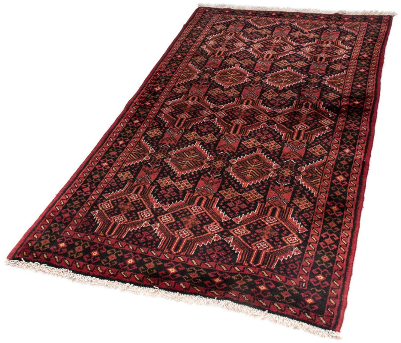 morgenland Hochflor-Läufer »Belutsch Durchgemustert Rosso scuro 184 x 96 cm«, rechteckig von morgenland