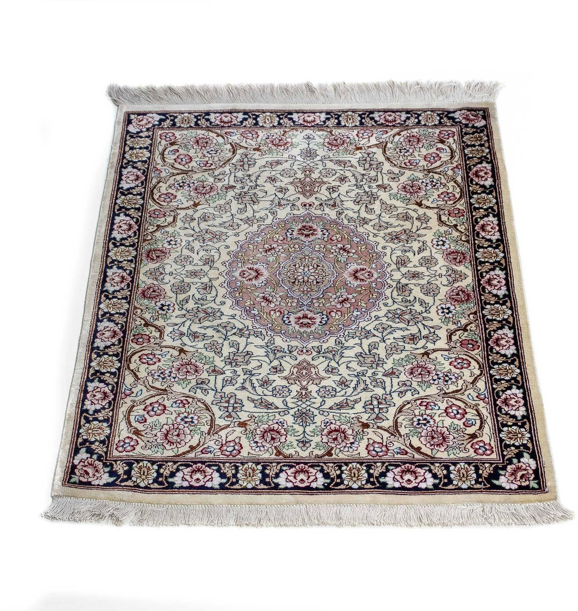 morgenland Orientteppich »Perser - Ghom - 77 x 55 cm - beige«, rechteckig, Wohnzimmer, Handgeknüpft, Einzelstück mit Zertifikat von morgenland